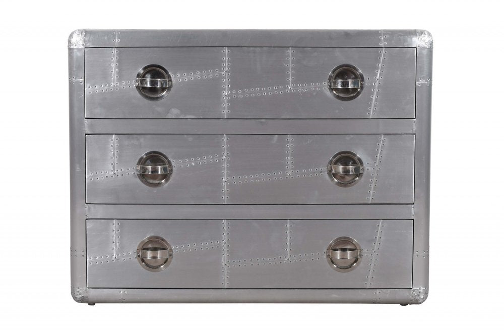 Silver Aluminum Three Drawer Dresser - 42-inch