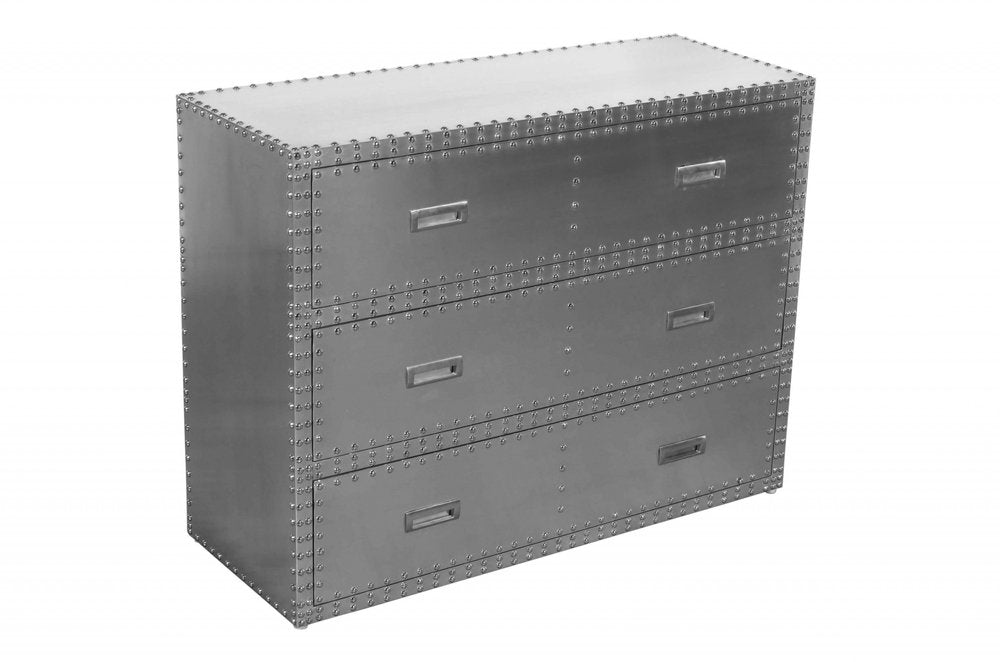 Silver Aluminum Three Drawer Dresser - 42-inch