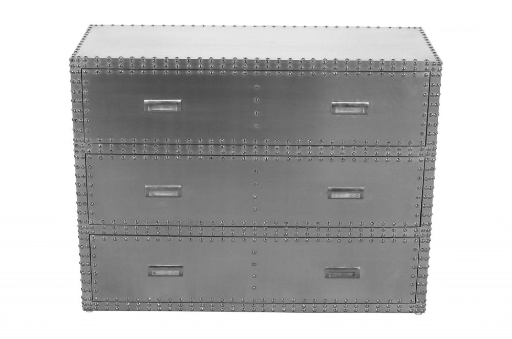 Silver Aluminum Three Drawer Dresser - 42-inch