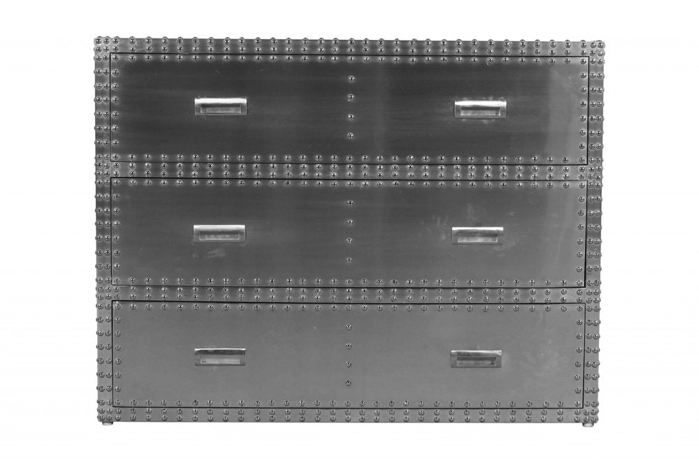 Silver Aluminum Three Drawer Dresser - 42-inch