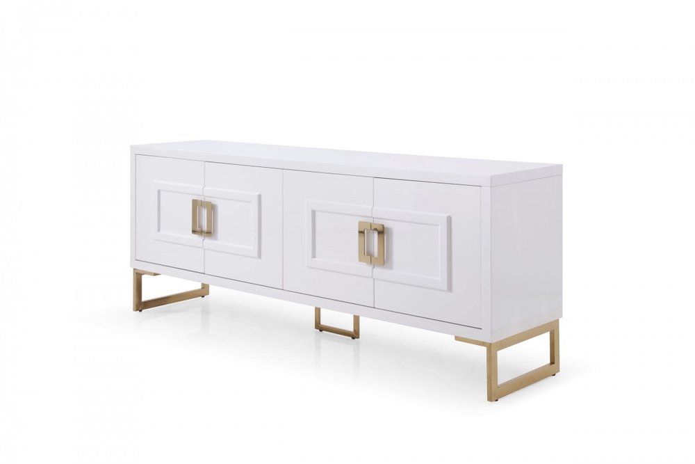 Gold and White Wood Sideboard with Four Doors - 79-inch
