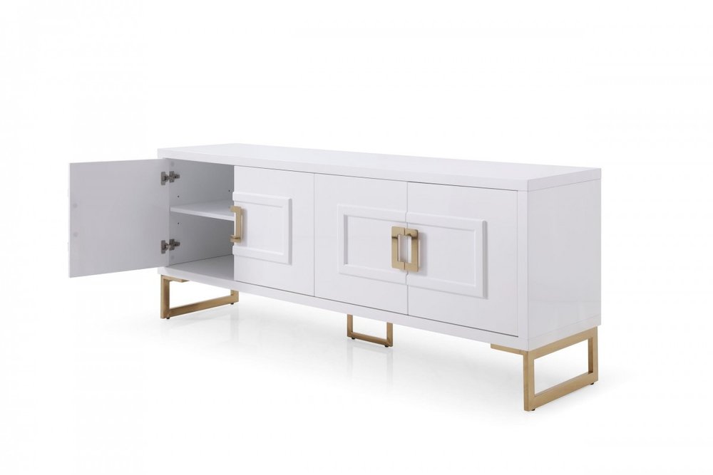 Gold and White Wood Sideboard with Four Doors - 79-inch