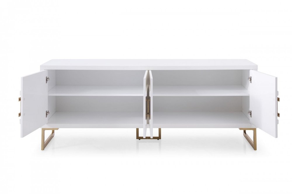 Gold and White Wood Sideboard with Four Doors - 79-inch
