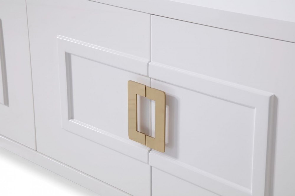 Gold and White Wood Sideboard with Four Doors - 79-inch