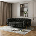 Dark Gray and Gold Velour Chesterfield Loveseat - 74-inch
