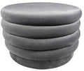 Gray Velvet Tufted Round Cocktail Ottoman - 31-inch