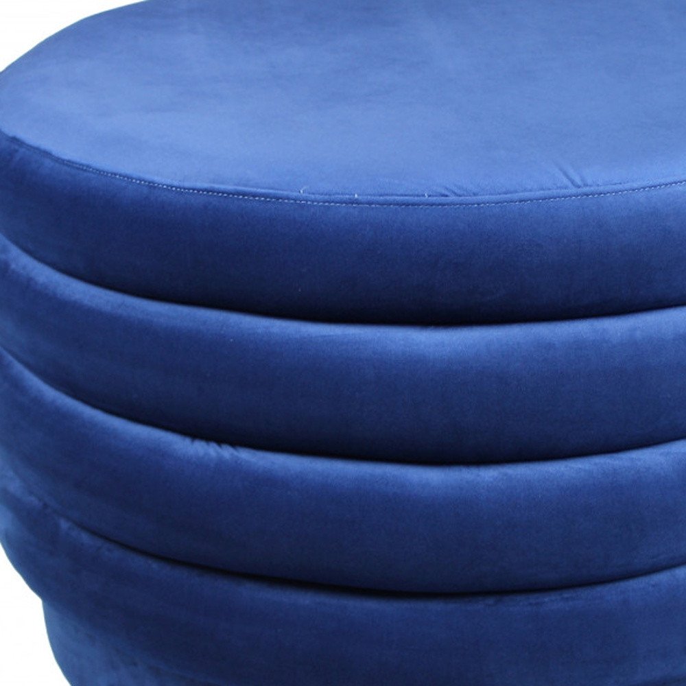 Blue Velvet Tufted Round Cocktail Ottoman - 31-inch