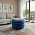 Blue Velvet Tufted Round Cocktail Ottoman - 31-inch