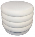 White Velvet Tufted Round Cocktail Ottoman - 21-inch