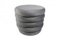 Gray Velvet Tufted Round Cocktail Ottoman - 21-inch
