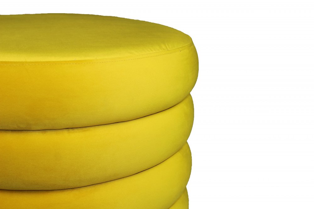 Yellow Velvet Tufted Round Cocktail Ottoman - 21-inch