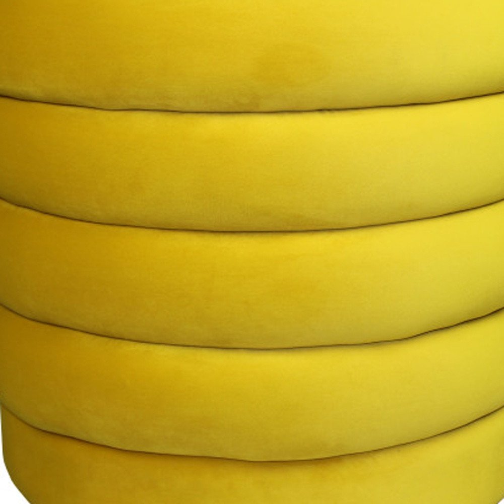 Yellow Velvet Tufted Round Cocktail Ottoman - 21-inch