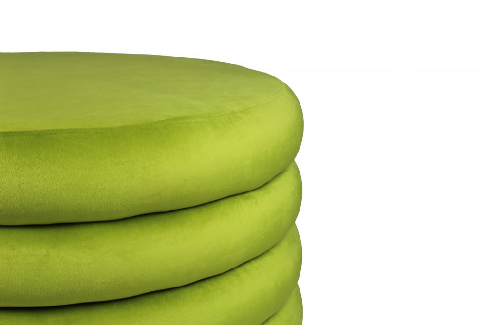 Green Velvet Tufted Round Cocktail Ottoman - 21-inch