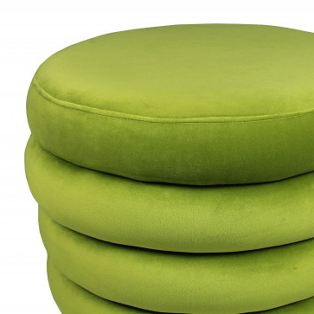 Green Velvet Tufted Round Cocktail Ottoman - 21-inch
