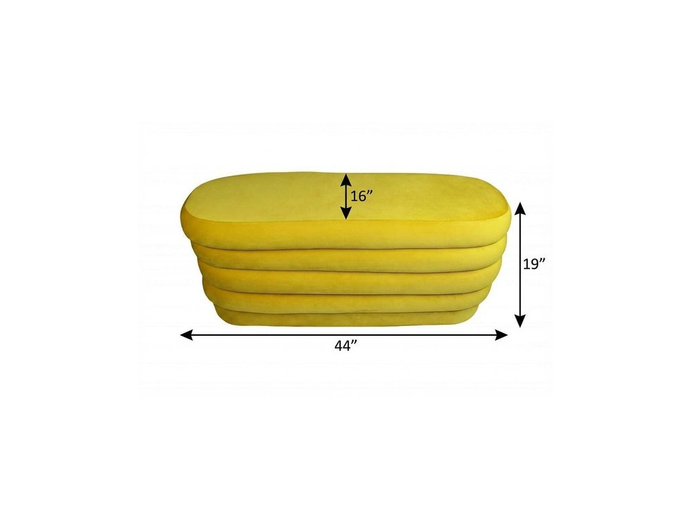 Yellow Velvet Tufted Oval Ottoman - 44-inch