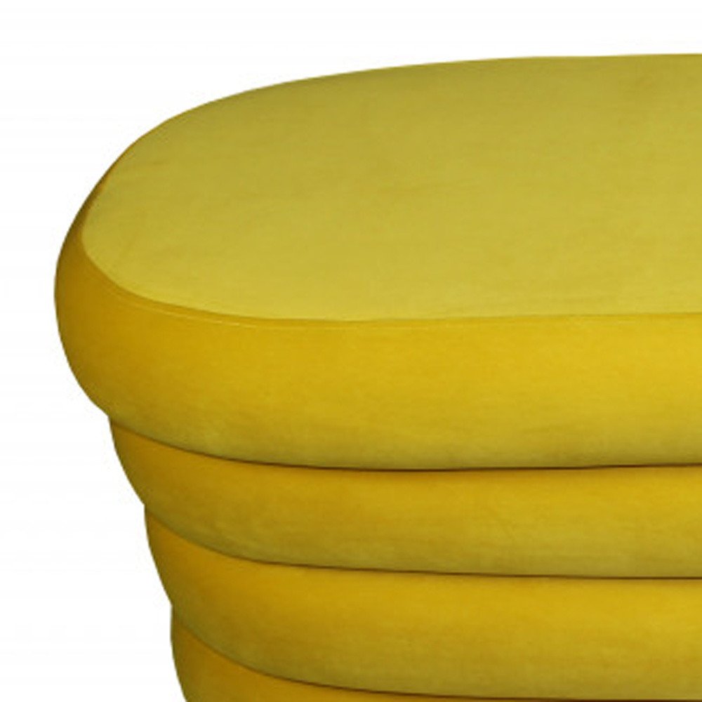 Yellow Velvet Tufted Oval Ottoman - 44-inch