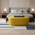Yellow Velvet Tufted Oval Ottoman - 44-inch