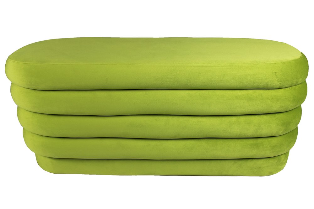 Green Velvet Tufted Oval Ottoman - 44-inch