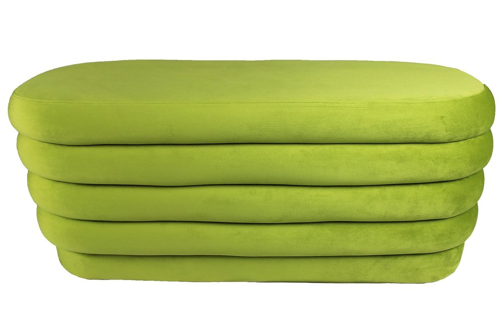 Green Velvet Tufted Oval Ottoman - 44-inch