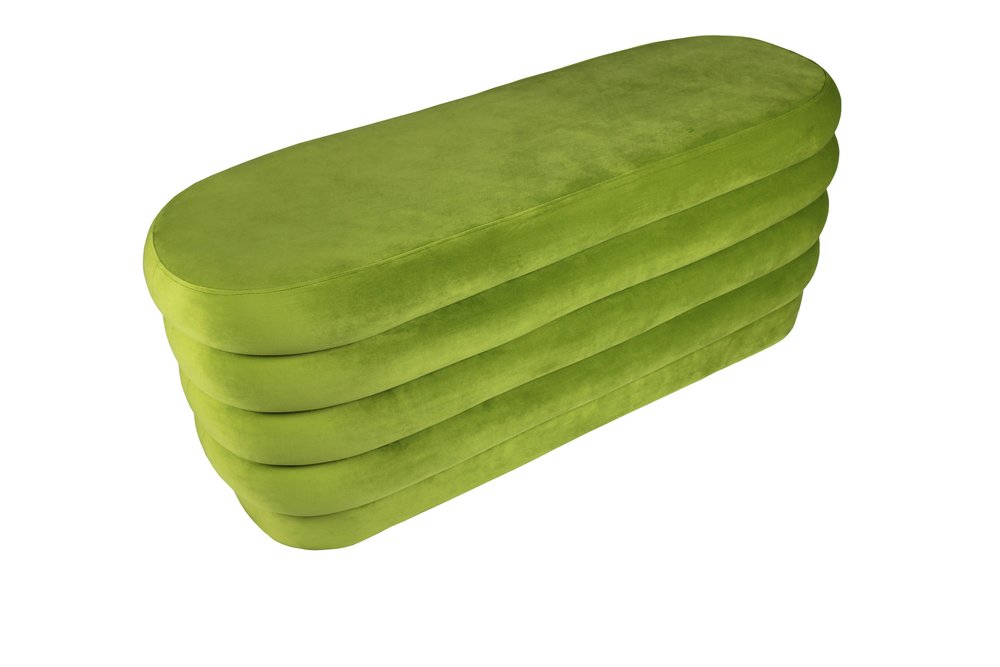 Green Velvet Tufted Oval Ottoman - 44-inch