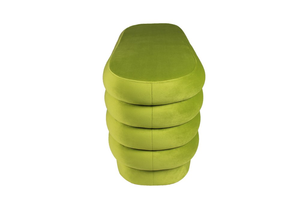 Green Velvet Tufted Oval Ottoman - 44-inch