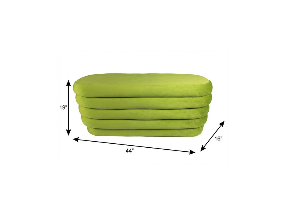 Green Velvet Tufted Oval Ottoman - 44-inch