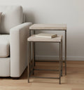 Set of Two 25 Black and Brown Solid Wood Nested Tables