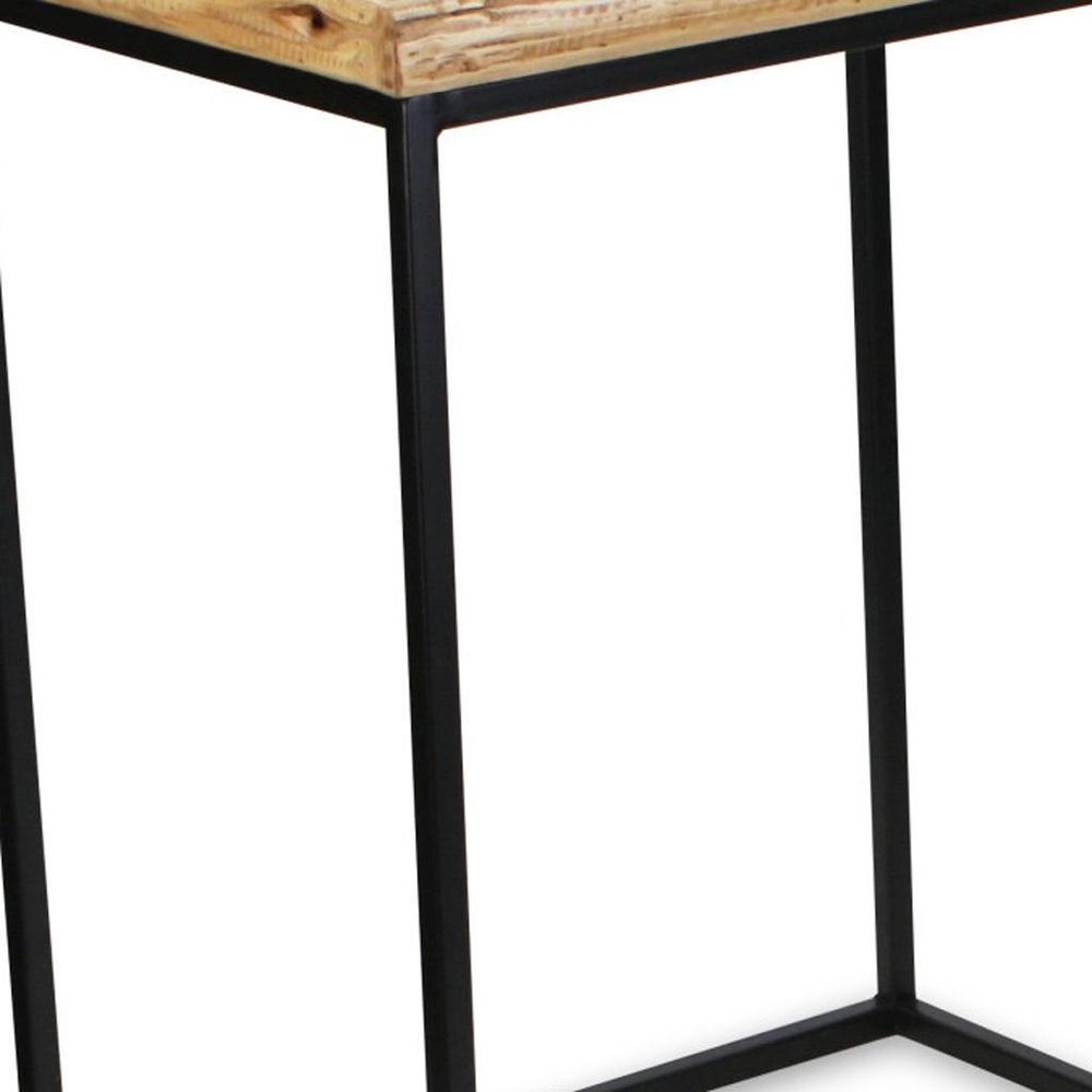 Set of Two 25 Black and Brown Solid Wood Nested Tables