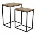 Set of Two 24 Black and Brown Solid Wood Nested Tables