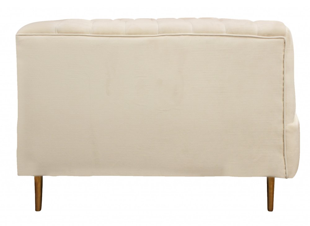 Ivory Velvet Sofa and Toss Pillows with Gold Legs - 90-inch