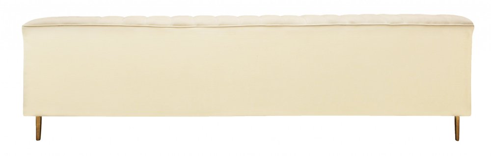 Ivory Velvet Sofa and Toss Pillows with Gold Legs - 90-inch