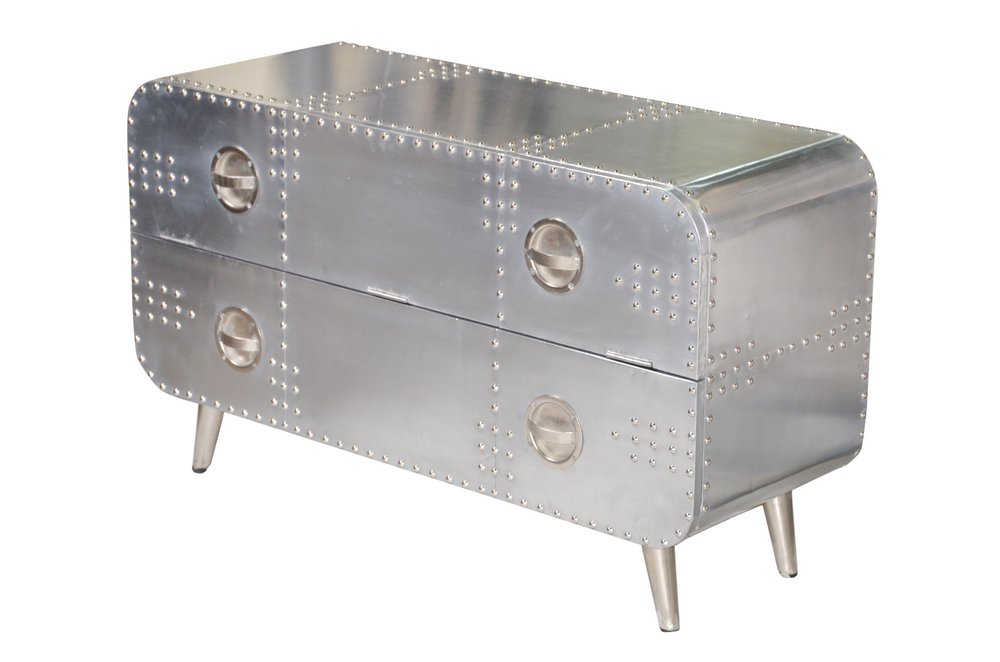 Silver Aluminum Enclosed Storage TV Stand - 44-inch
