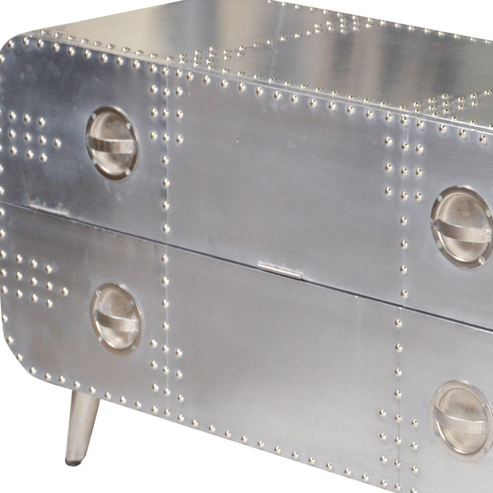 Silver Aluminum Enclosed Storage TV Stand - 44-inch