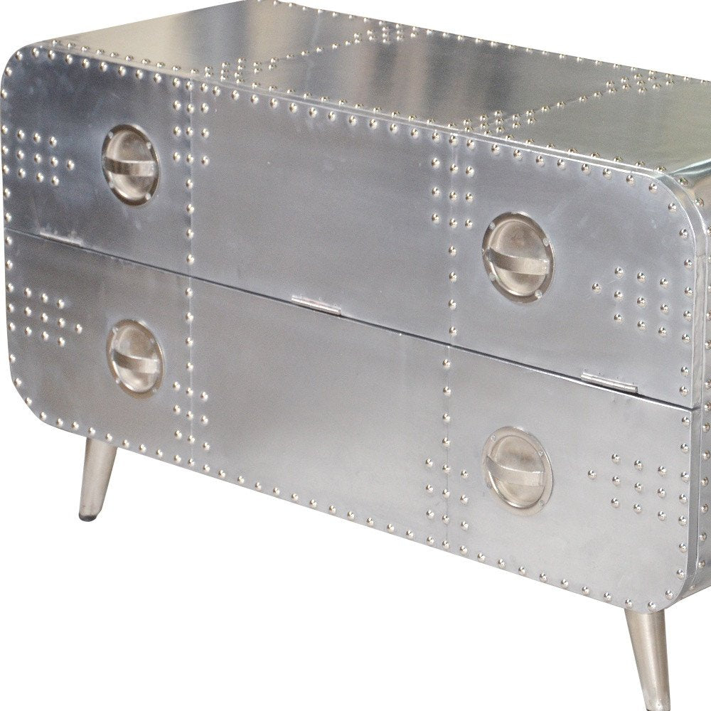 Silver Aluminum Enclosed Storage TV Stand - 44-inch