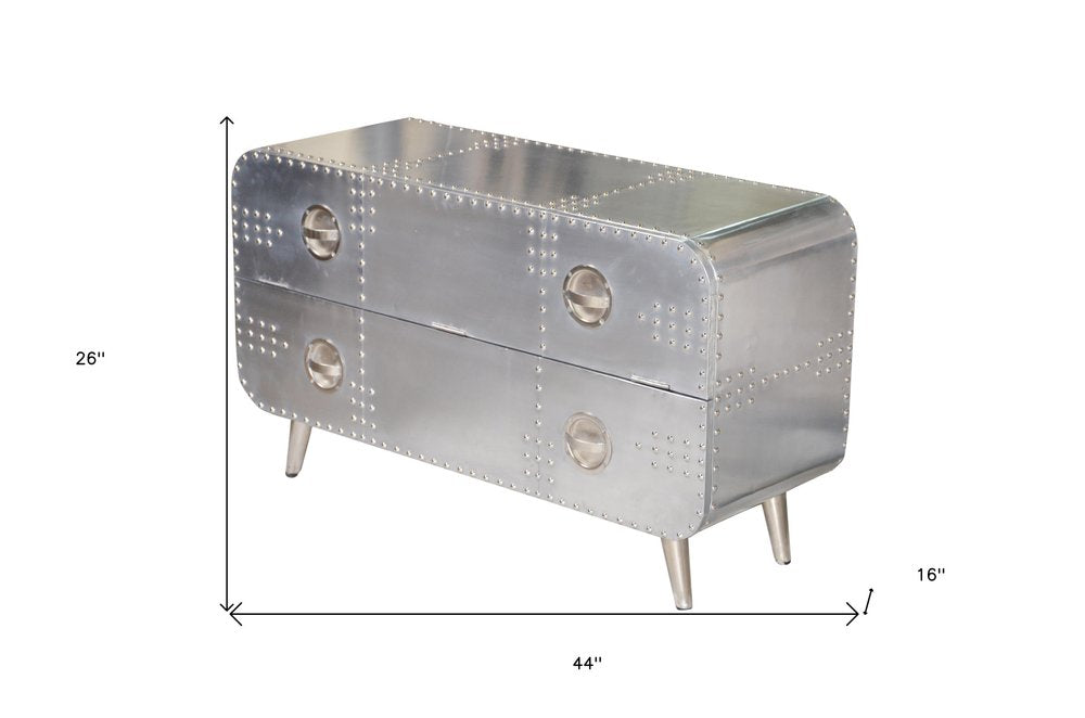 Silver Aluminum Enclosed Storage TV Stand - 44-inch