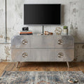 Silver Aluminum Enclosed Storage TV Stand - 44-inch