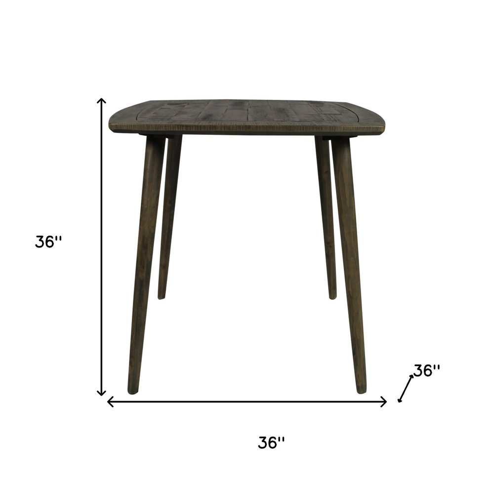 Five Piece Brown and Black Square Solid Wood Dining Set with Four Chairs