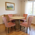Five Piece Natural Round Solid Wood Dining Set with Four Chairs