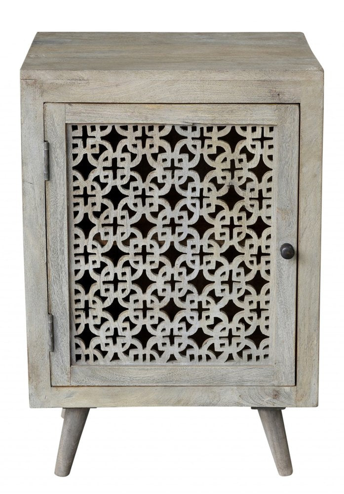 Gray Solid Wood Nightstand - 30-inch