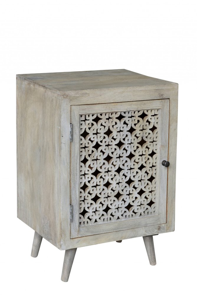 Gray Solid Wood Nightstand - 30-inch