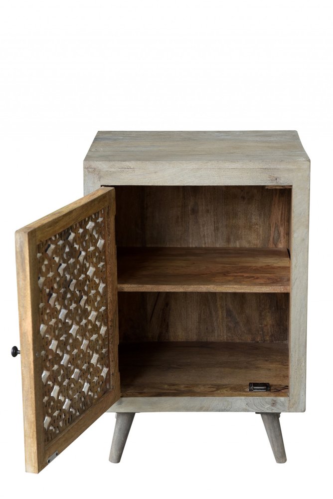 Gray Solid Wood Nightstand - 30-inch
