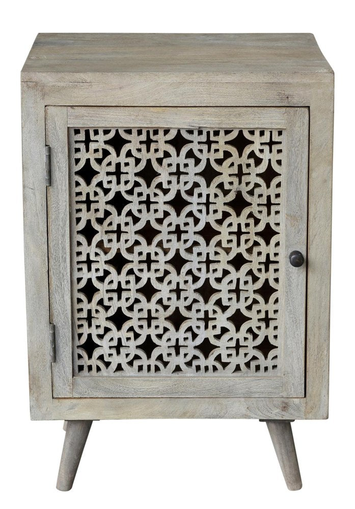 Gray Solid Wood Nightstand - 30-inch