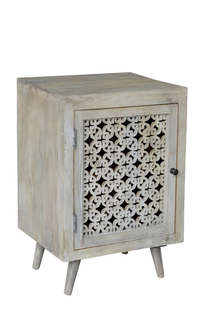 Gray Solid Wood Nightstand - 30-inch