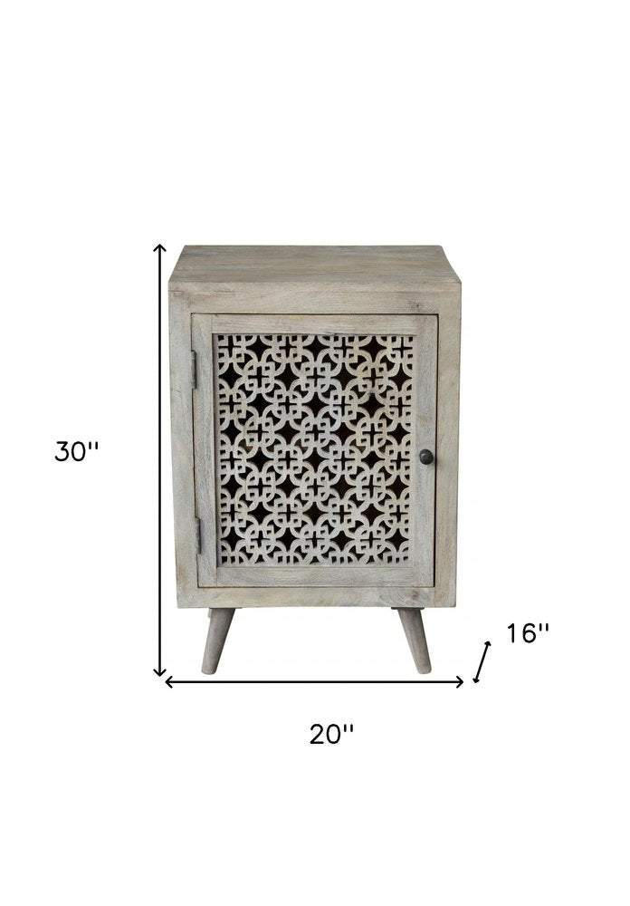Gray Solid Wood Nightstand - 30-inch