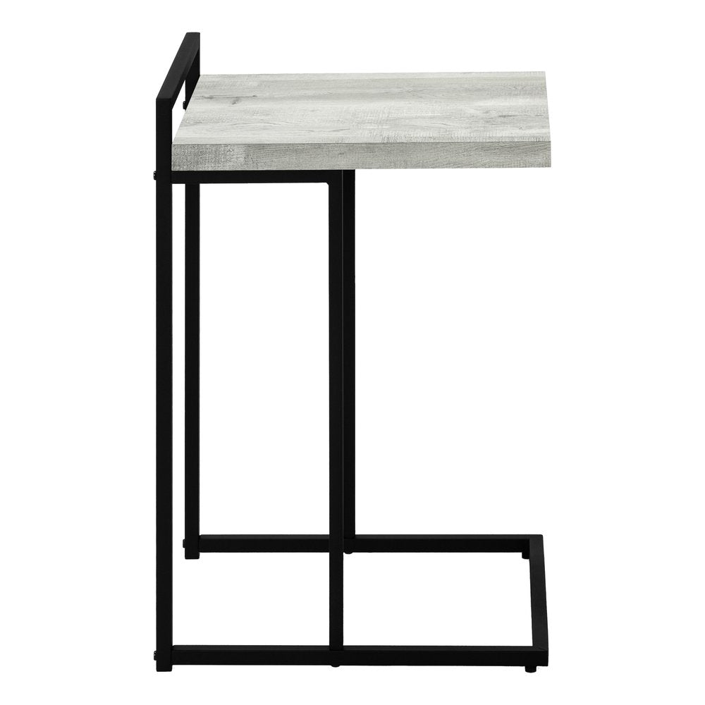 Gray and Black Distressed Reclaimed Wood and Iron End Table - 27-inch