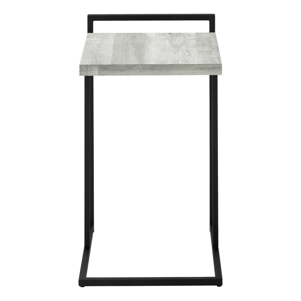Gray and Black Distressed Reclaimed Wood and Iron End Table - 27-inch