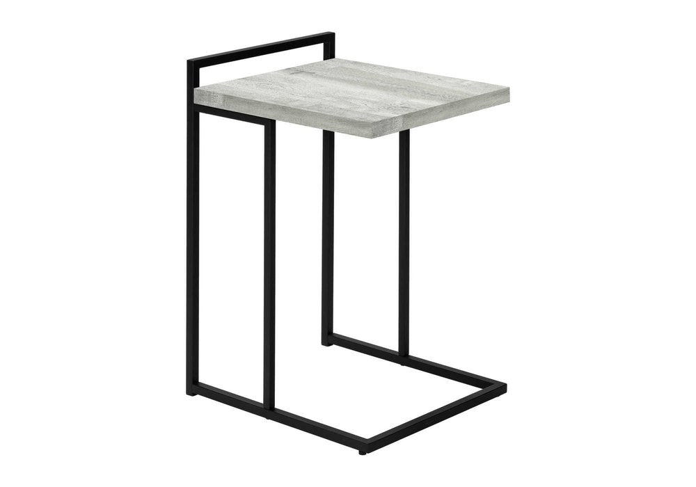Gray and Black Distressed Reclaimed Wood and Iron End Table - 27-inch