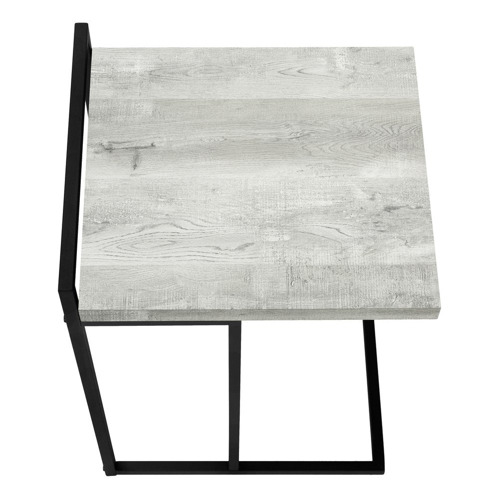 Gray and Black Distressed Reclaimed Wood and Iron End Table - 27-inch