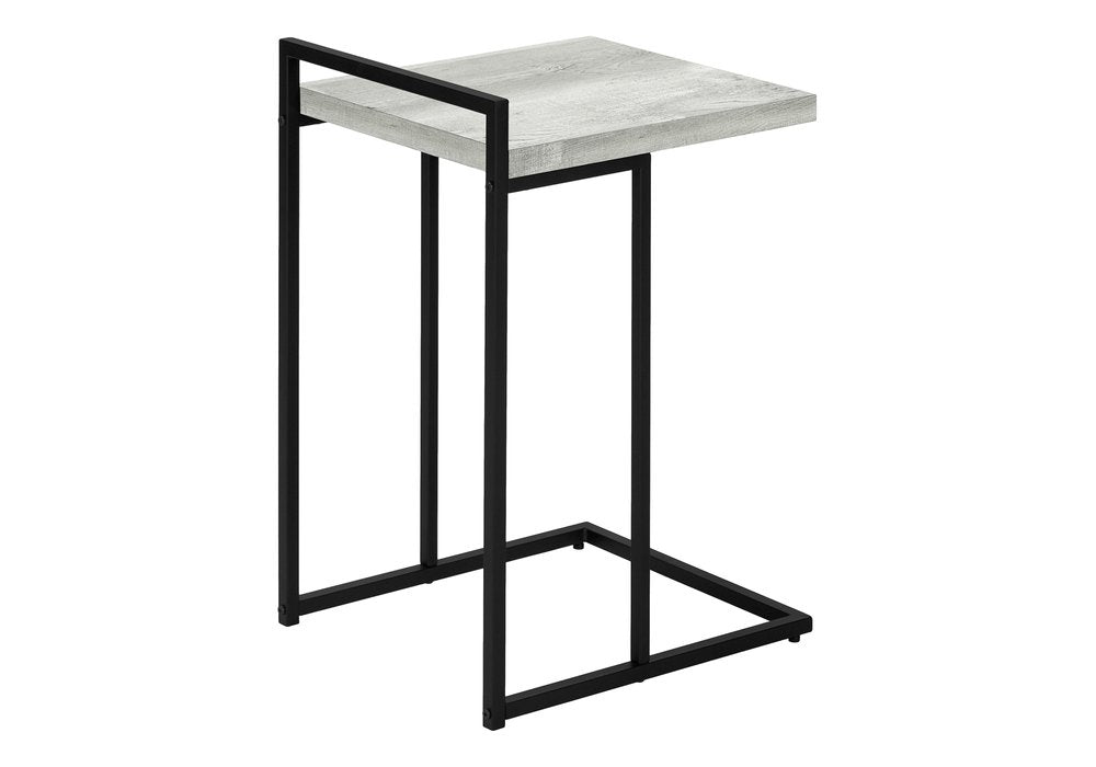 Gray and Black Distressed Reclaimed Wood and Iron End Table - 27-inch