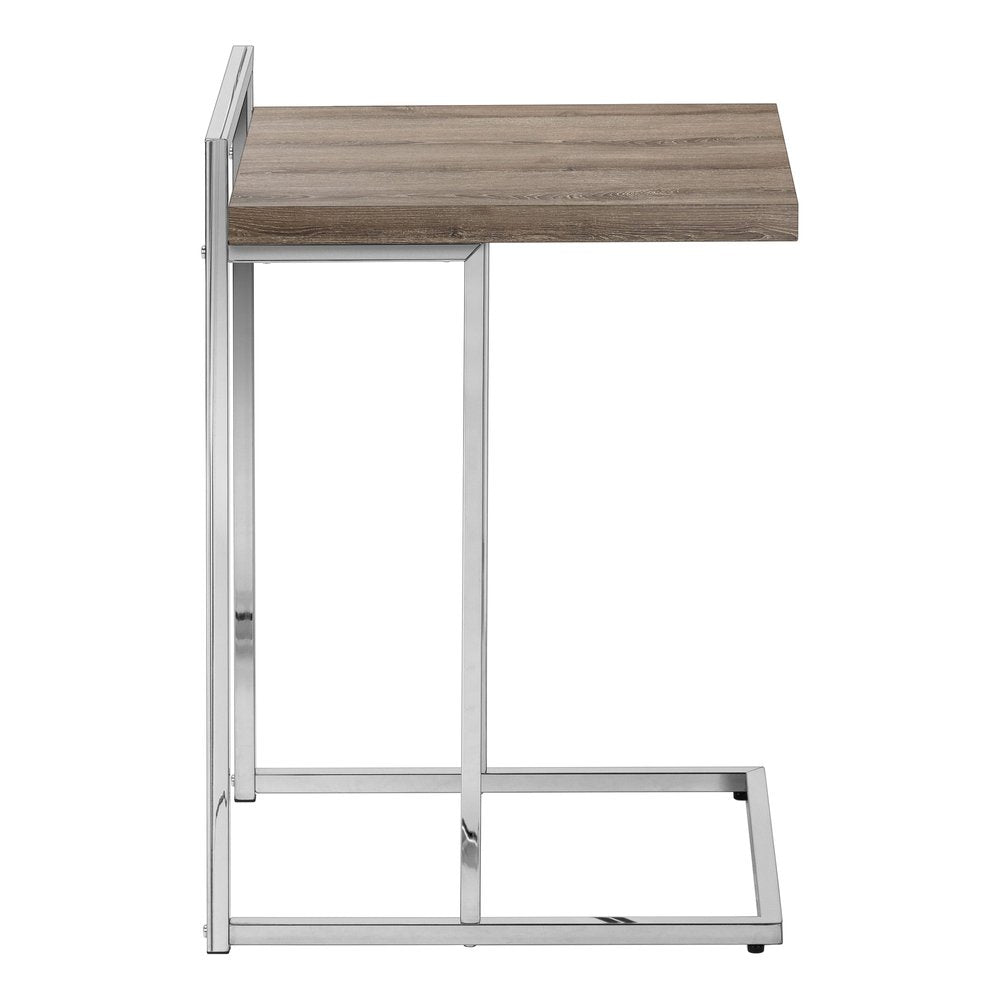 Taupe and Silver Wood and Iron End Table - 27-inch